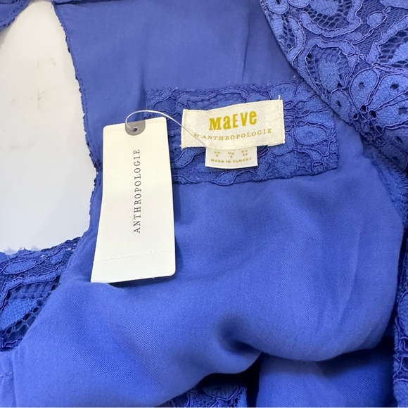 Maeve  Anthropologie Blue Lace Tie Front Blouse sz 0 NWT - Picture 11 of 13
